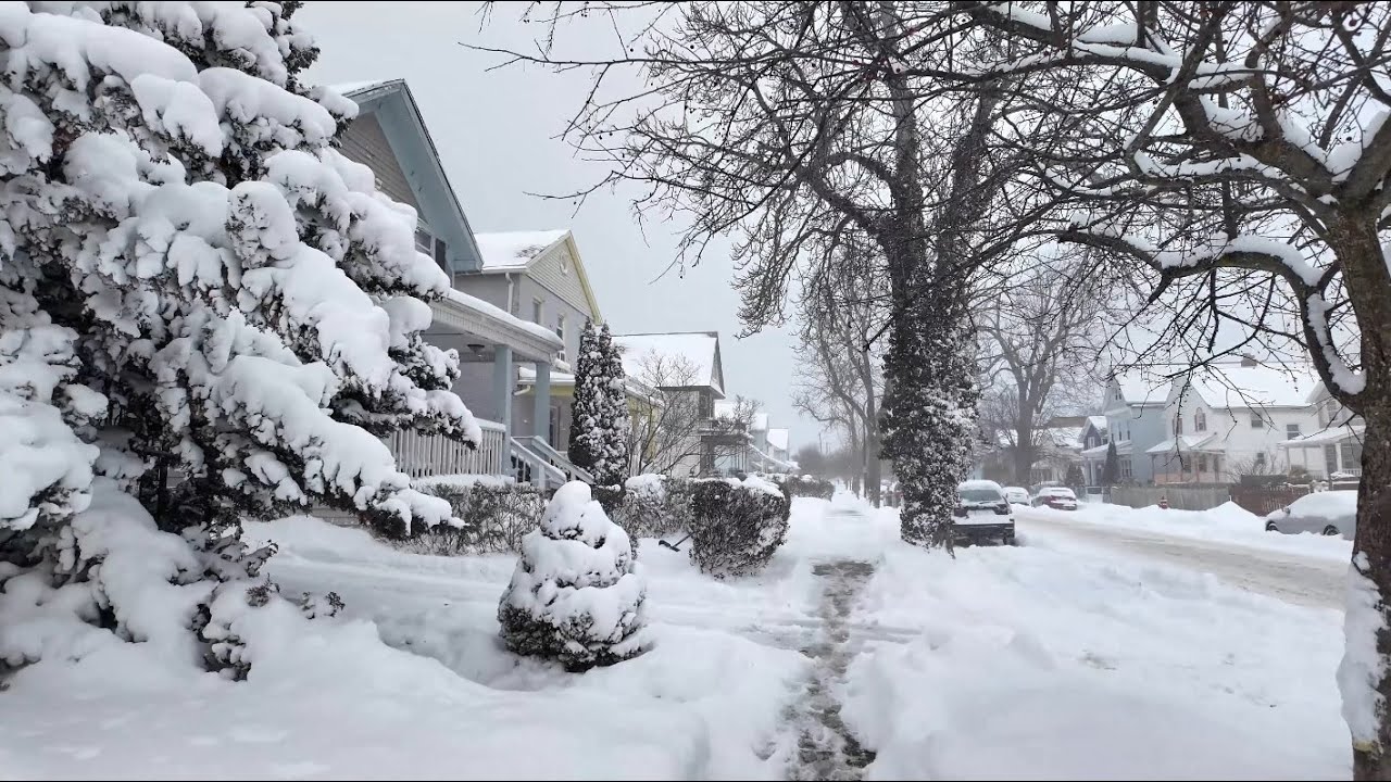 Snow Walk after Heavy Winter Storm in Buffalo NY - Exploring Buffalo Suburbs 4K