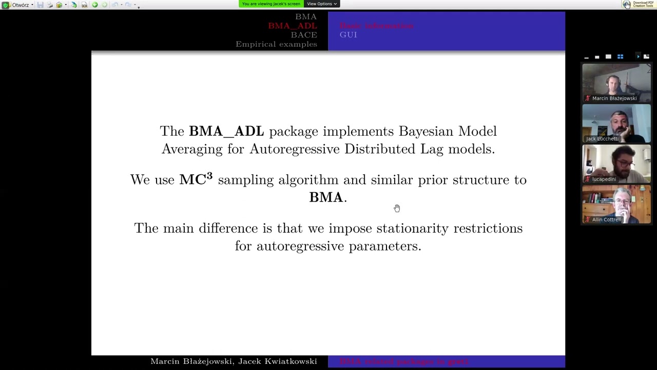 Marcin Błażejowski & Jacek Kwiatkowski &ndash;  Bayesian Model Averaging related packages in gretl