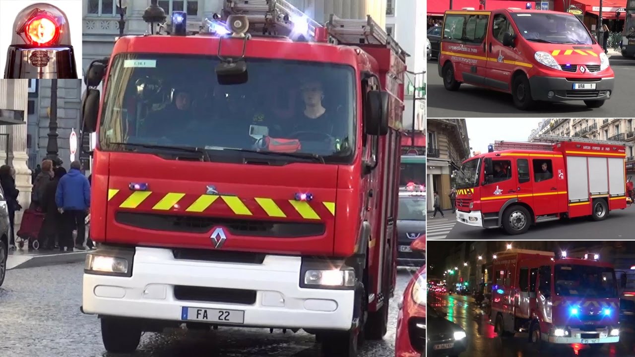 Fire Engines Responding in Paris (compilation) // BSPP