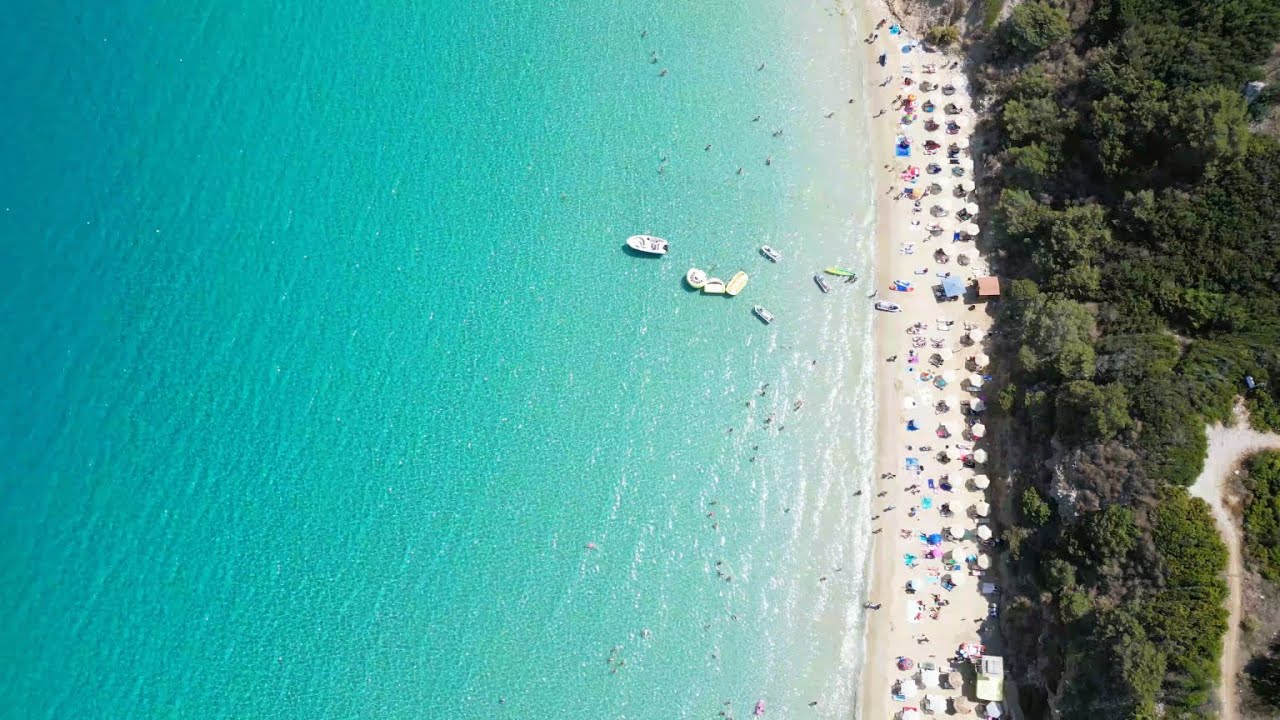 Gorgeous Voulisma Beach, Agio Nikolaos, Crete, Greece, 4K Drone Footage