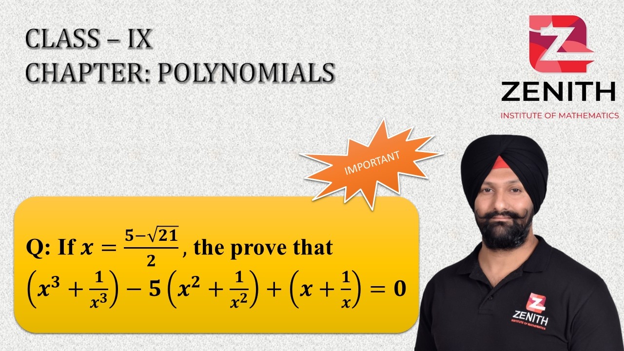 If 𝒙=(𝟓−√𝟐𝟏)/𝟐, the prove that (𝒙^𝟑+𝟏/𝒙^𝟑 )−𝟓(𝒙^𝟐+𝟏/𝒙^𝟐 )+(𝒙+𝟏/𝒙)=𝟎