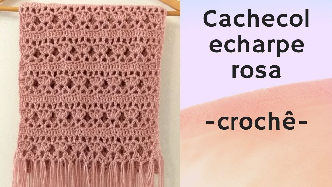 Cachecol/echarpe rosa crochê