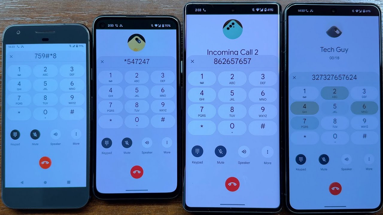 Google Pixel 2016 + Pixel 4a 2020 + Pixel 7 Pro 2022 + Pixel 8 Pro 2023 Google Dialer Incoming Call