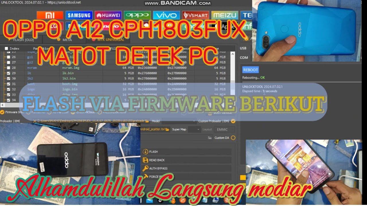 Flash Oppo A12 Cph1803 Mati Total Detek Pc Eksekusi Via Unlocktool Done By Firmware Tested Berikut