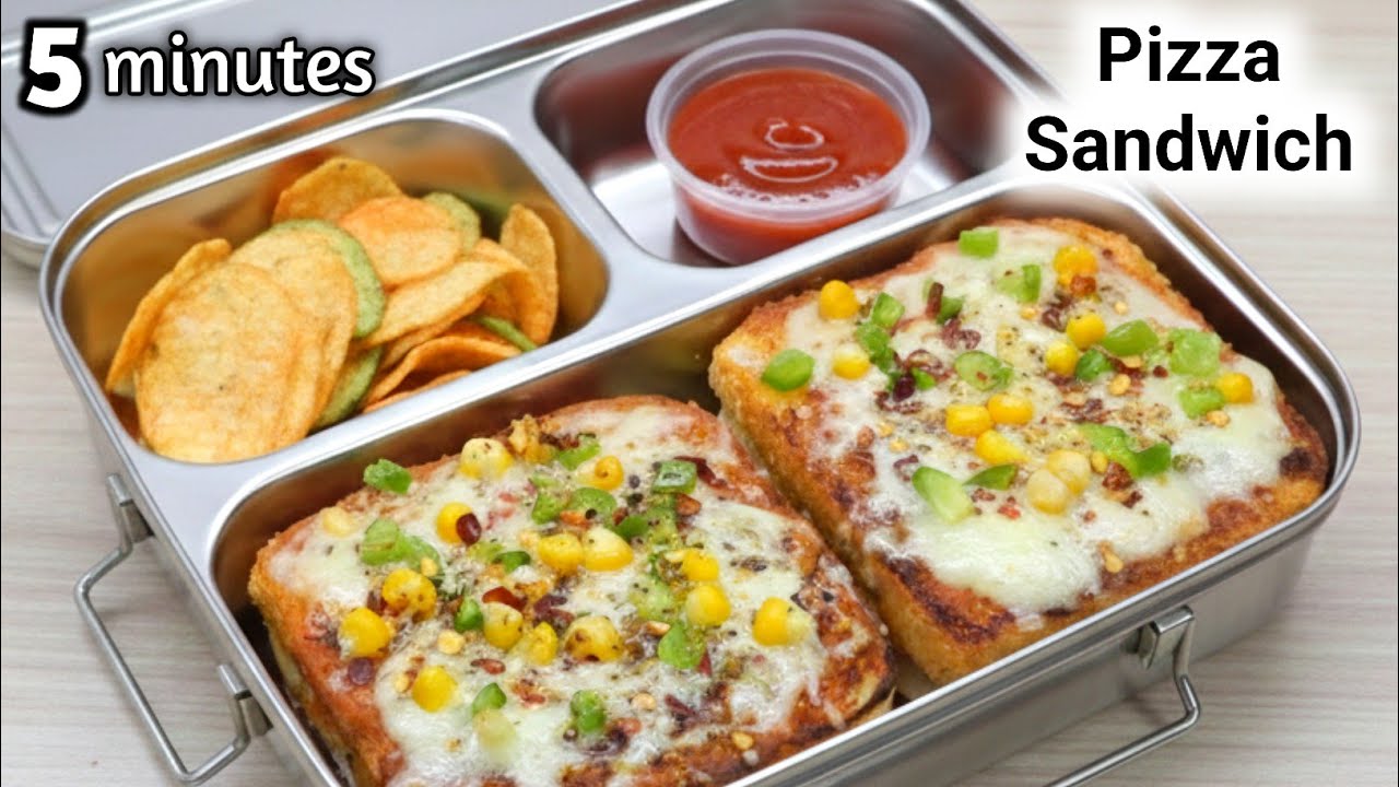 5 Minutes Veg Pizza Sandwich | Easy Tiffin Recipes | Lunchbox Ideas | Pizza Recipe | Bread Recipe 