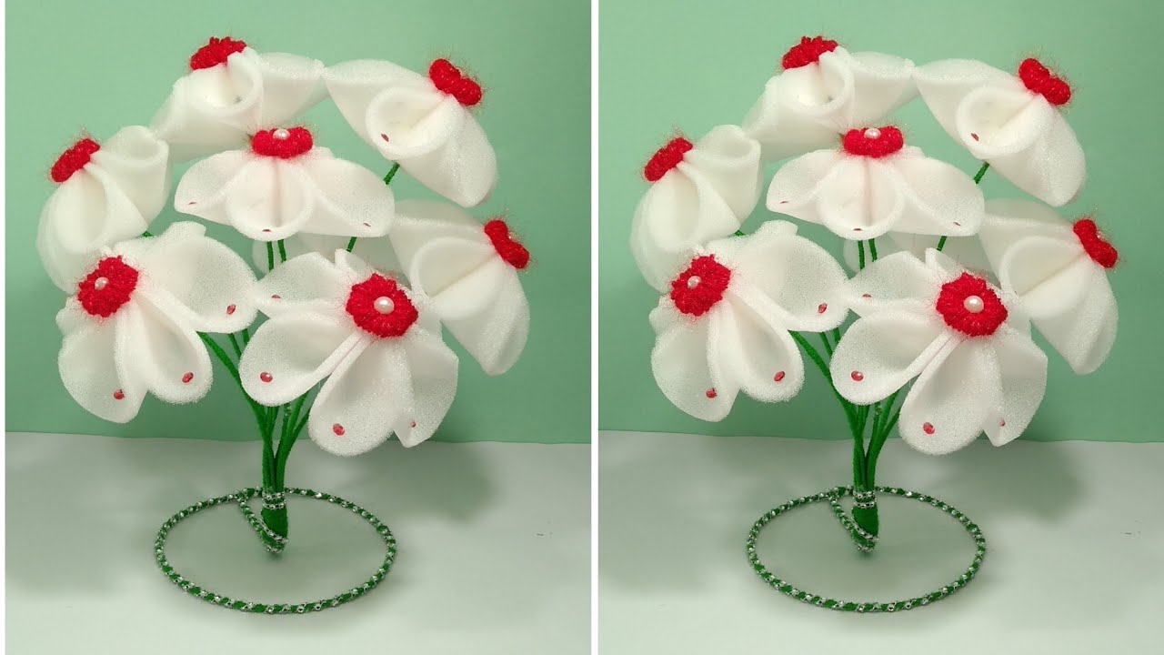 EASY FOAM GULDASTA OUT OF WASTE/FOAM KA AASAN GULDASTA/GULDASTA BANANE KA TARIKA/foam and wool