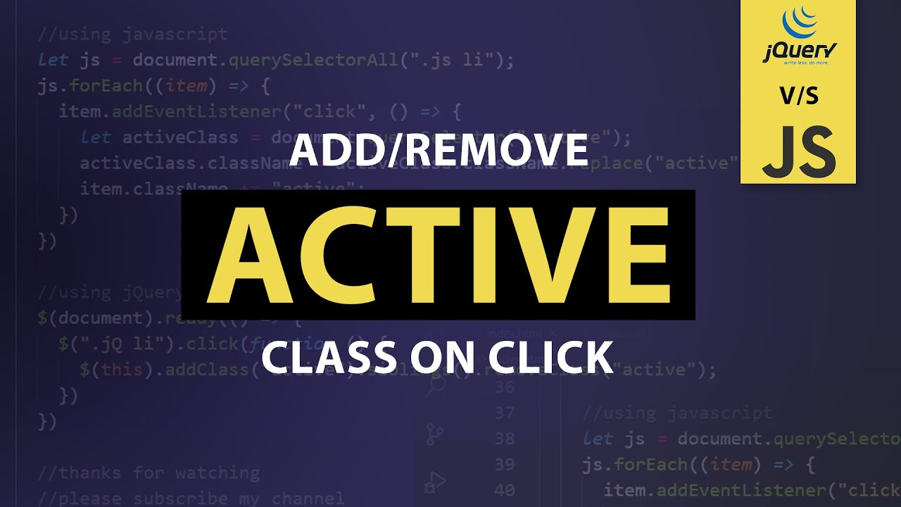 Add Remove Active Class On Click - Html CSS and Javascript | How to Add Active Class in Javascript