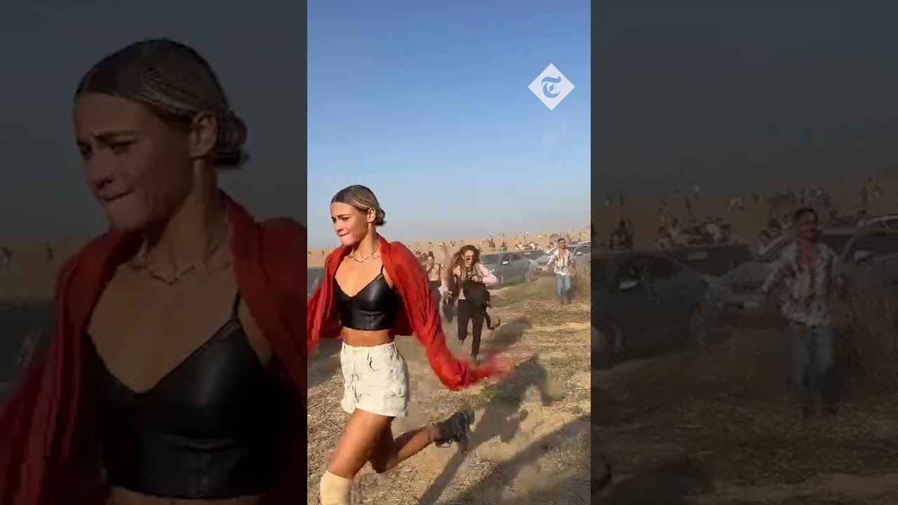 Israeli rave goers run for their lives when Hamas paraglide in and start shooting
