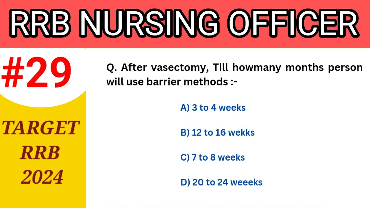 RRB Nursing Officer Exam 2024 || MCQ For RRB Staff Nurse Exam || #29