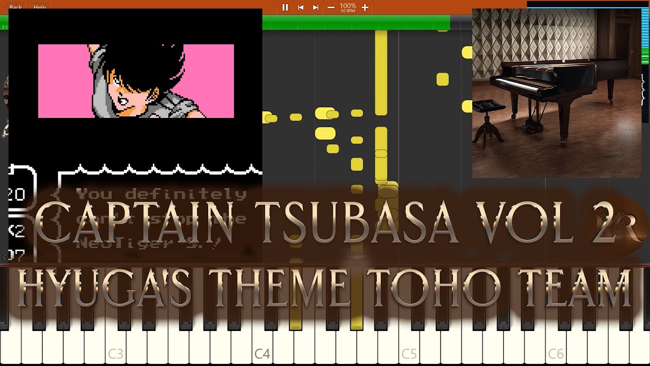 Captain Tsubasa Vol 2 SS - Hyuga's Theme Toho Team NES Soundtrack - Synthesia Piano