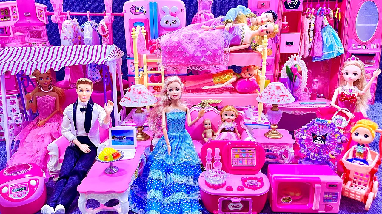 20 Minutes Satisfying with Unboxing Barbie Princess Bedroom & Wardrobe Dress Up Playset Review Toys