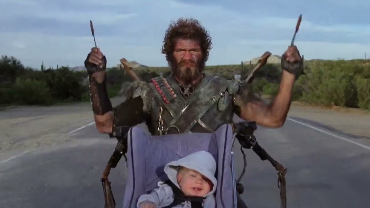 Raising Arizona 1987 The Bounty Hunter chases after HI scene