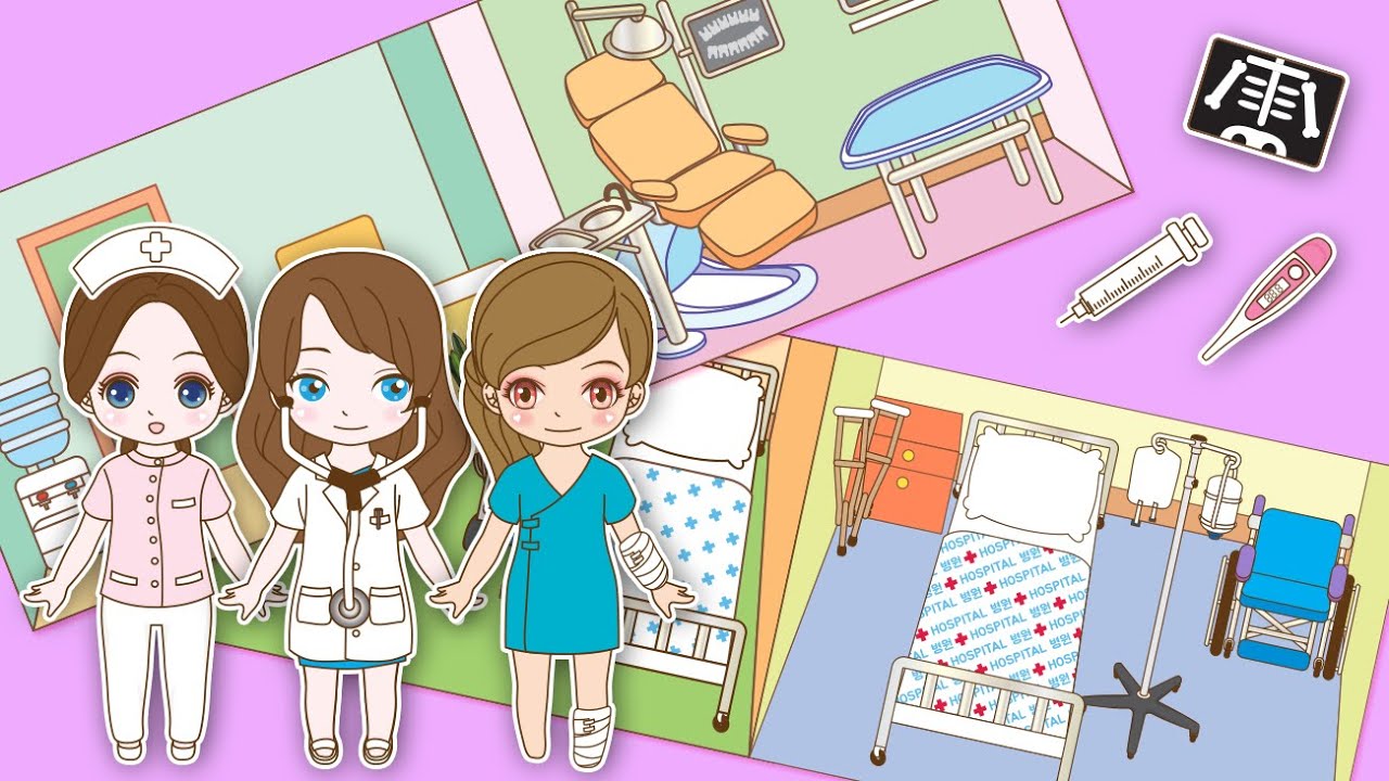 MINI HOSPITAL PAPER QUIET BOOK IN ALBUM-PAPER MEDICAL KIT & DOCTOR DRESS UP PLAYING BOOK SET