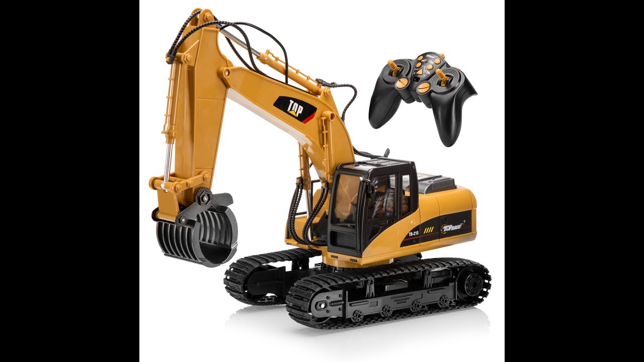 Top Race&reg; 15 Channel Remote Control Fork Excavator, Construction Grapple Fork Tractor Metal (TR-215)