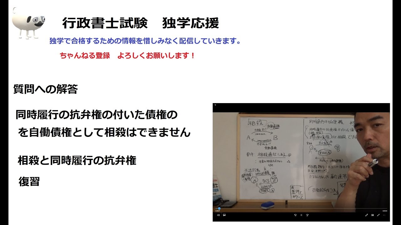 行政書士試験　民法　相殺と同時履行の抗弁権