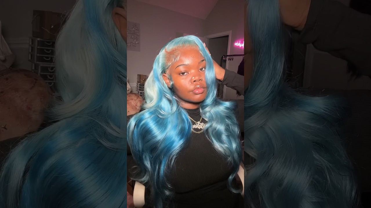Установка цветного парика на заказ 💙 Megalook Hair ✨ #wiginstall #wigreview #amiyanushen #babyhair