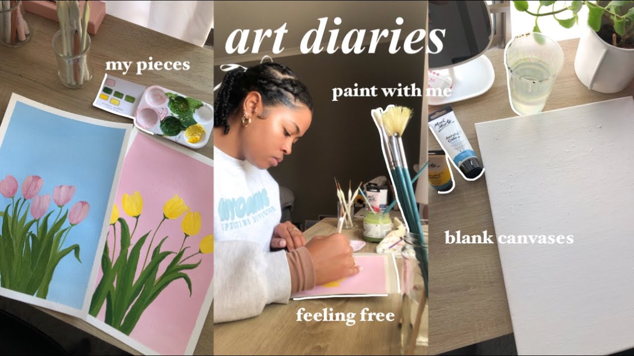 ART DIARIES | a cozy art vlog, blank canvas, painting new pieces, feeling free!🎨🤍