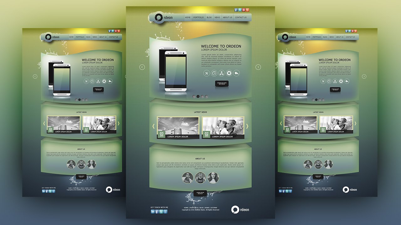 Make A Single Page Web Design With Unique Color In Photoshop