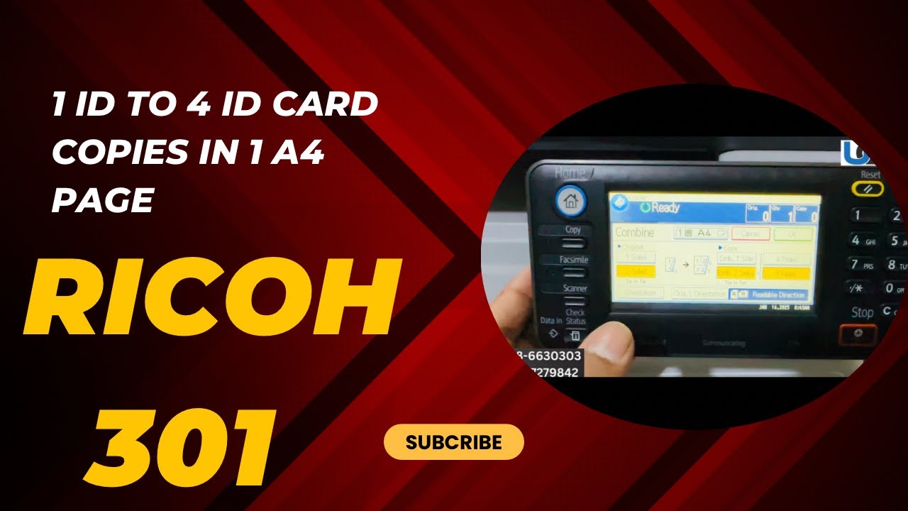 Ricoh 301 1id to 4id card copies on one page