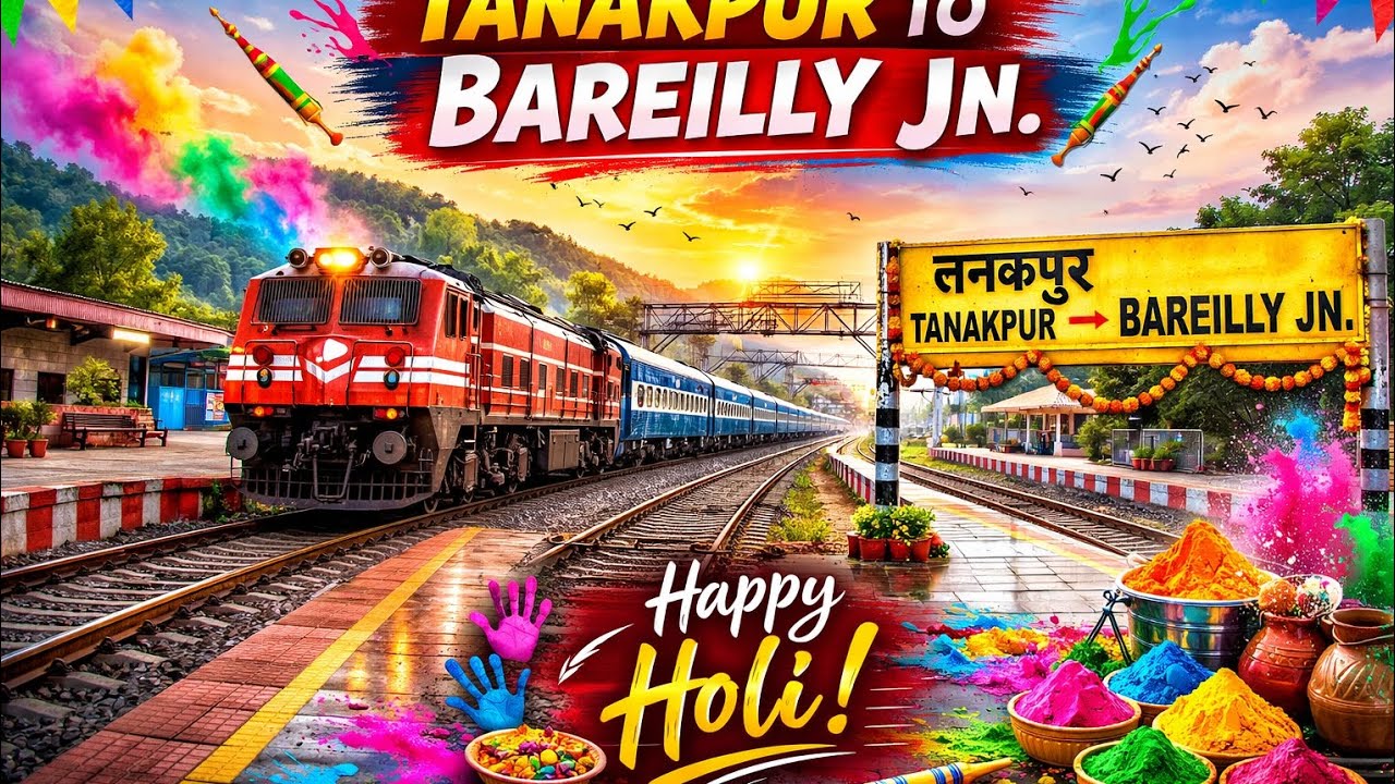 Tanakpur to Bareilly Jn. On board 12035 Purnagiri Janshatabdi Express on Holi