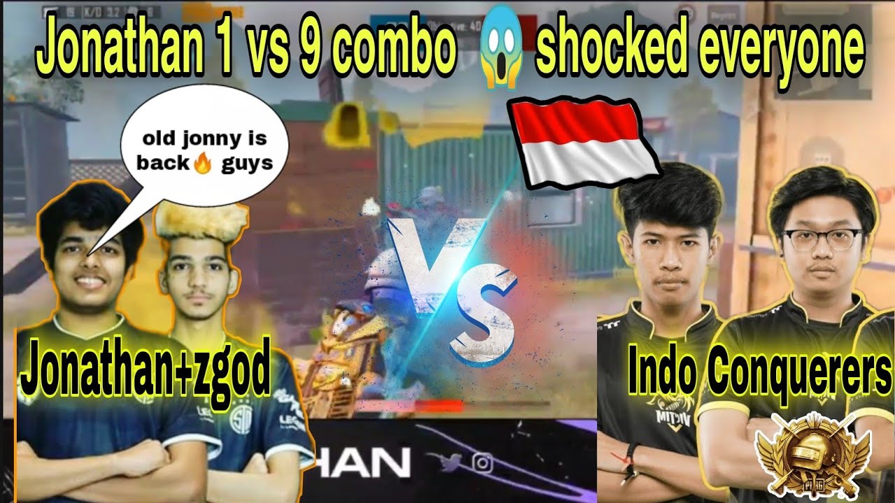 jonathan vs 2 conquerer indo players tdm, jonathan back to back headshots 😱 , 1 vs 9 combo kills 🔥