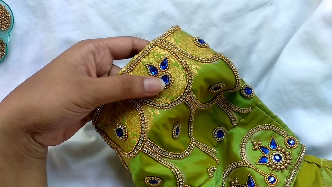 Very Grand & Heavy beaded Bridal blouse design on stitched blouse with normal needle|Maggam work
