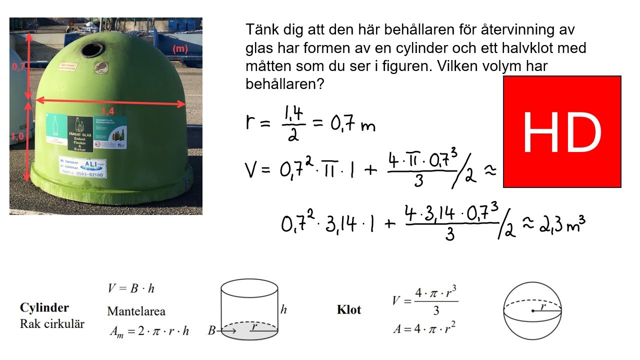 Volym och begr&auml;nsningsarea av en glasigloo  &aring;k9  (HD)