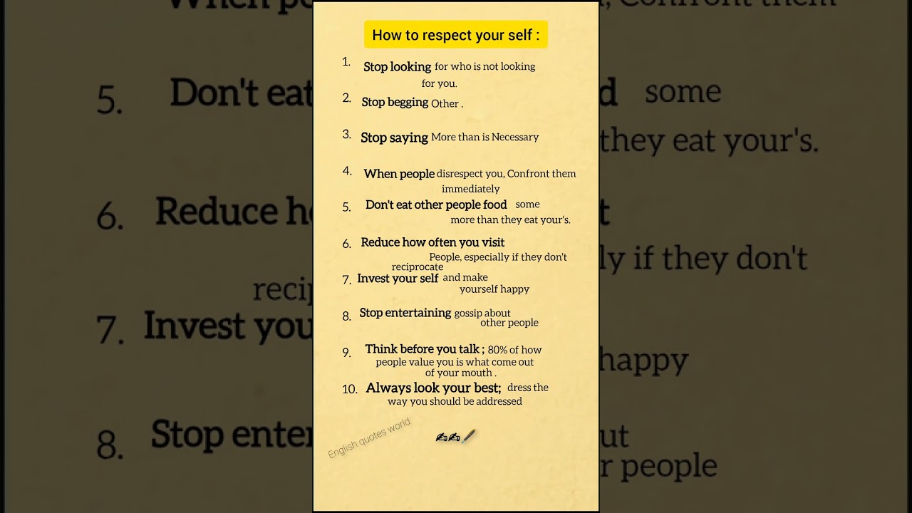 &ldquo;10 Rules to Respect Yourself 💪 #SelfRespect&rdquo; #motivation #english #motivational #quotes #hope #word
