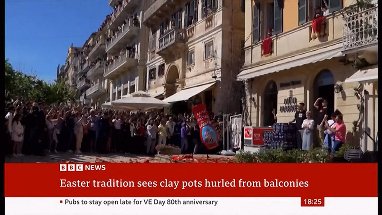 Botides tradition for Easter as large clay pots hurled to the ground in Corfu - 19/Apr/2025