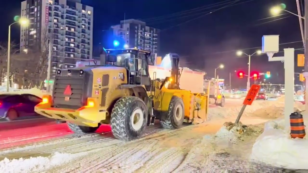 Loaders blowing snow into trucks compilation 2025