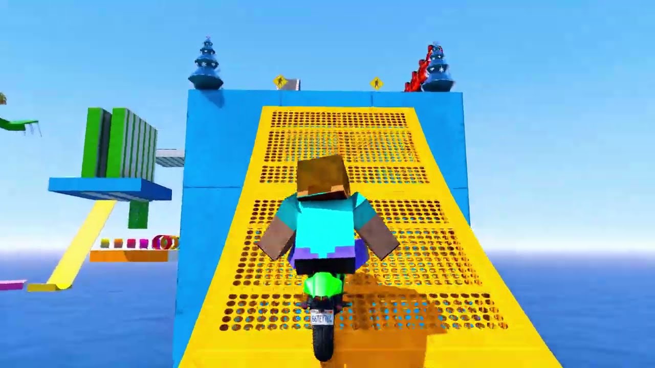 Spider-Man Rides a Bike Over Sharks – Crazy Challenge