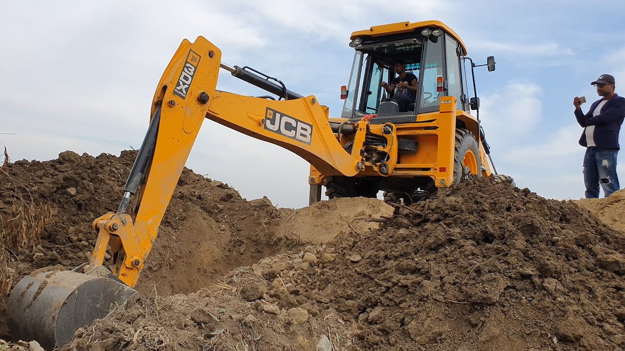 JCB Backhoe Machine Making Drain and Repairing Road - JCB Working For Road Construction - JCB Video