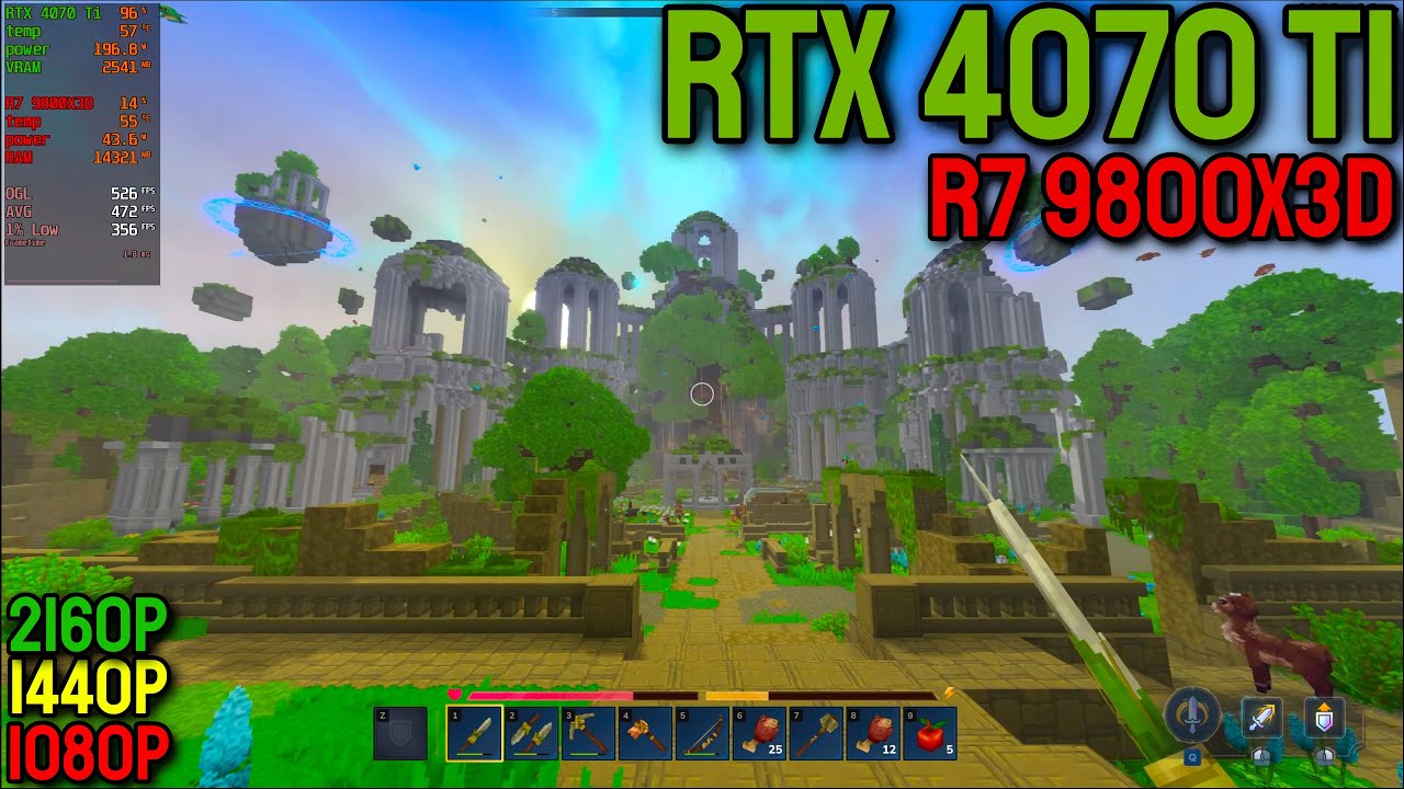 Hytale - RTX 4070 Ti + R7 9800X3D - 1080p, 1440p, 4K