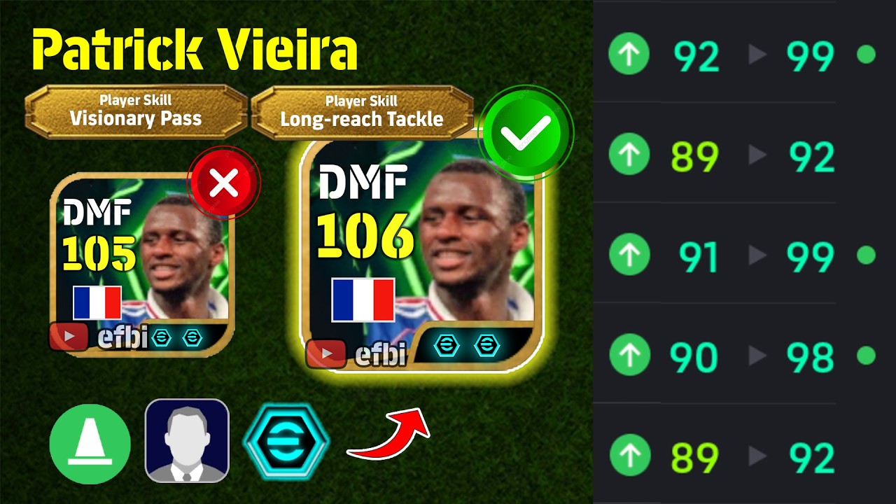 Patrick Vieira 106 BEST TRAINING with Booster, Max Level, Player Progression eFootball 2026