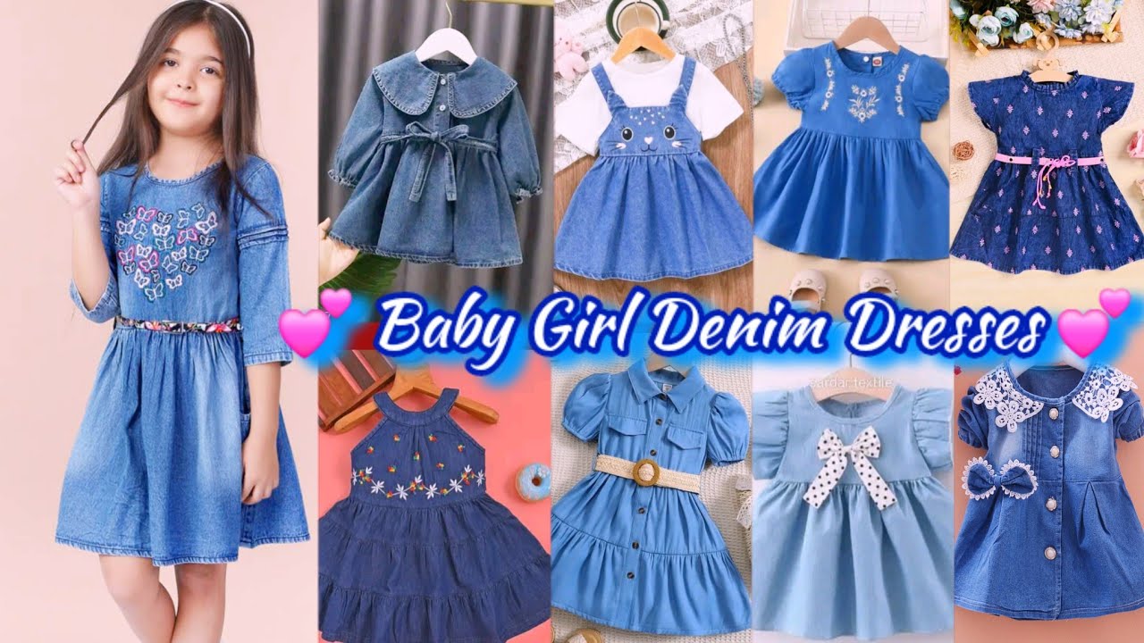 Stylish & Cute Baby Girl Frock Design Ideas in Denim Fabric | Denim Fashion for Kids