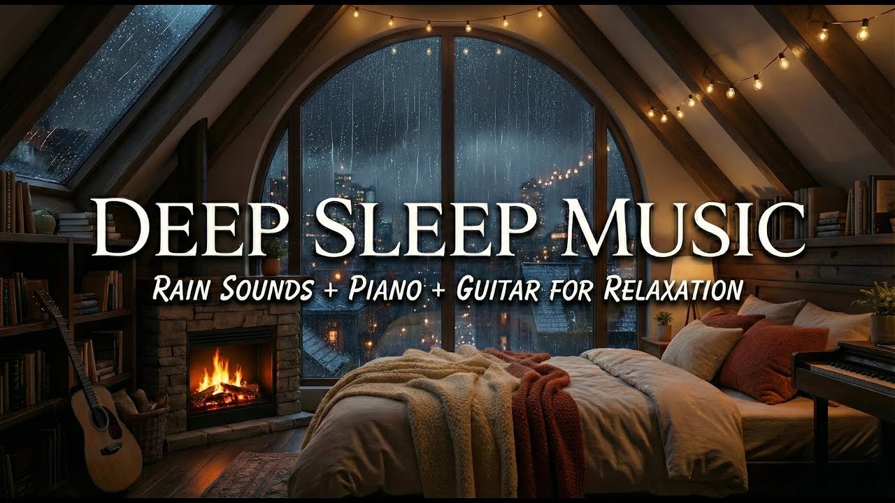 Healing Rain Sleep Music with Piano & Guitar | Stress Relief Night Routine