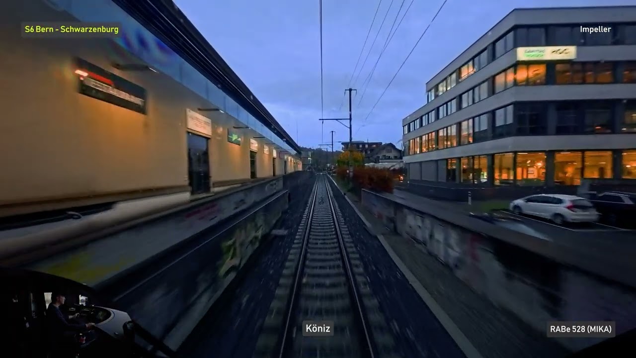 Führerstandsmitfahrt / cab ride S6 Bern - Schwarzenburg - Bern 🚃 BLS RABe528 MIKA 🌬️🌧️