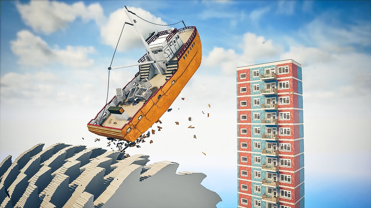 Ships Jump into a Collapsing Building | Teardown