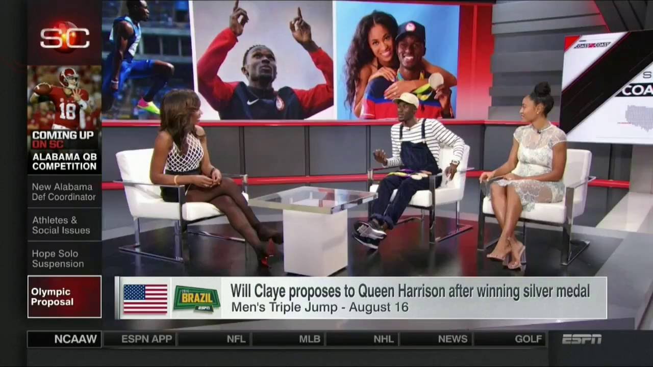Cari Champion in Dark Stockings and Short Dress | ESPN