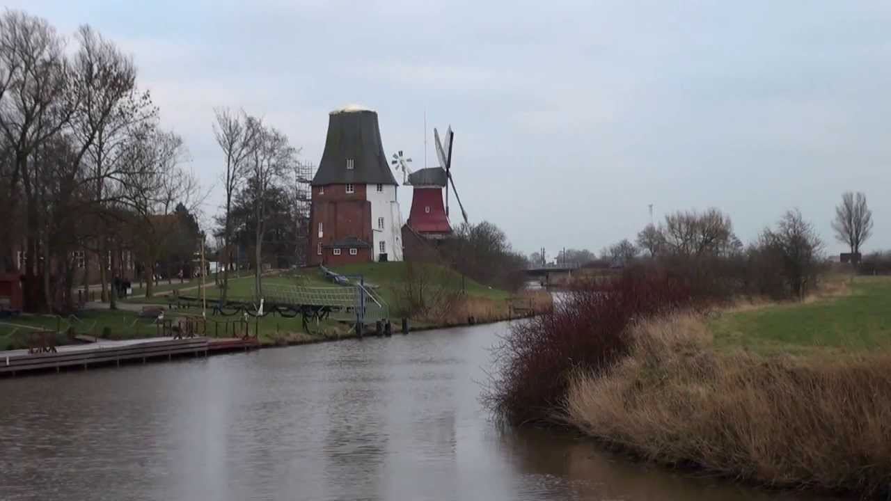 Zwillingsmühlen in Greetsiel, zerstörte grüne Mühle 2013