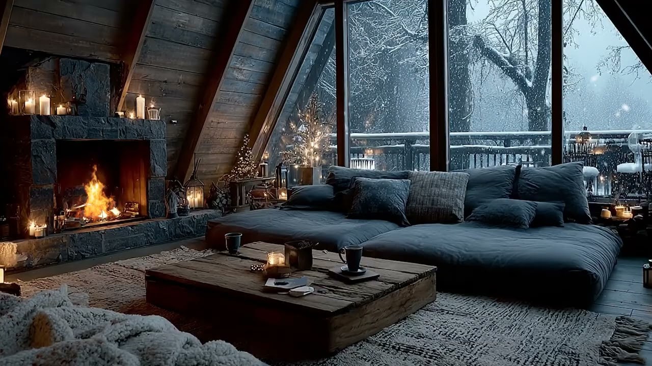 Warm  Fireplace 🔥 Soothing Instrumental  Music 🎄 Relaxing Holiday Ambience 2025