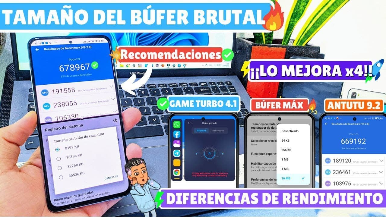 🔥Tamaño del BÚFER DEL REGISTRO DE DATOS lo mejora todo y el GAME TURBO 4.1  (Antutu)🔥