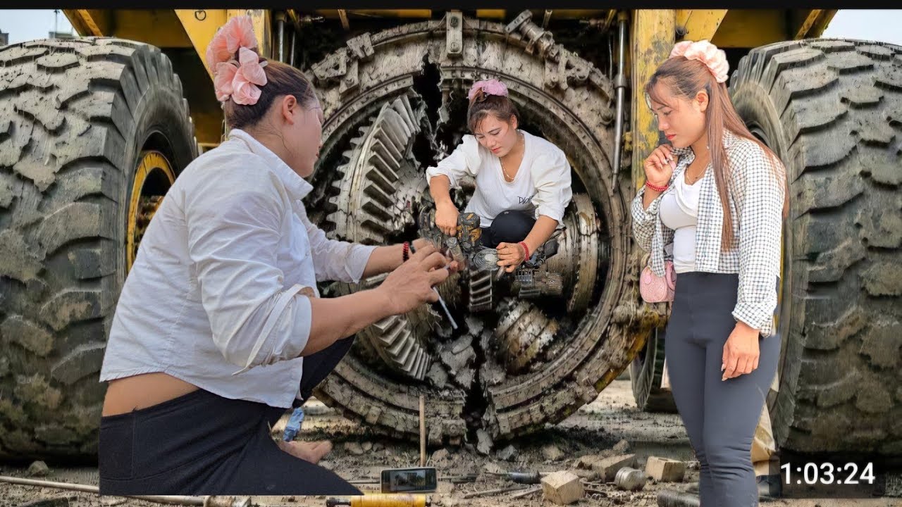 The girl and the machines started up the moment her hands touched them.