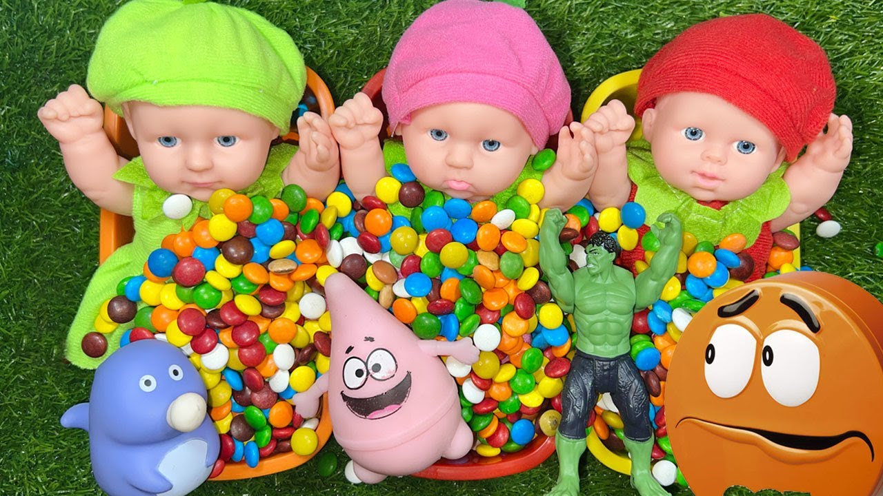5 Minutes Satisfying - Rainbow BathTubs Candy with M&M's & Slime, Playdoh Big Video