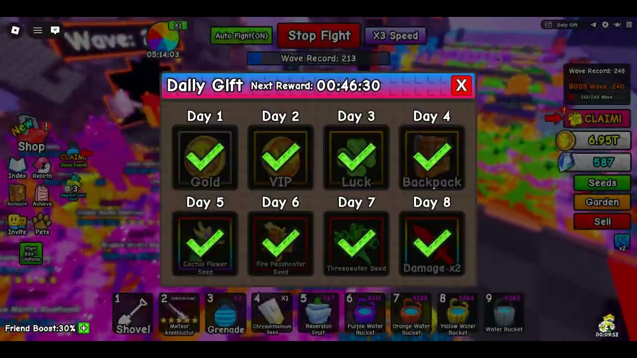 Plant Brainrot Simulator going to wave 246 and killing 67 boss