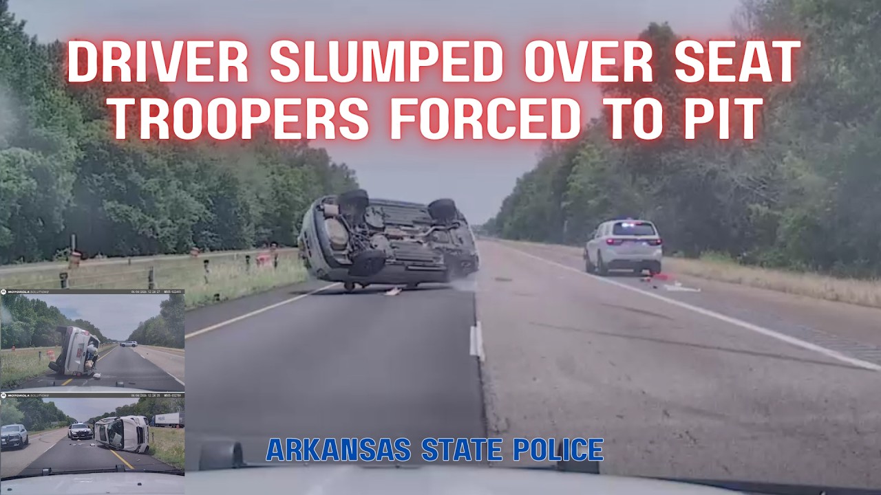Medical Emergency? Driver slumped over - Arkansas State Police force to PIT/TVI, SUV overturns #pit