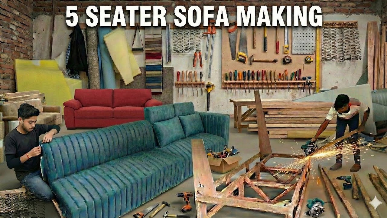 Complete 5 Seater Sofa Making Process | From Frame to Final Finish| Stylish 5 Seater Sofa making |