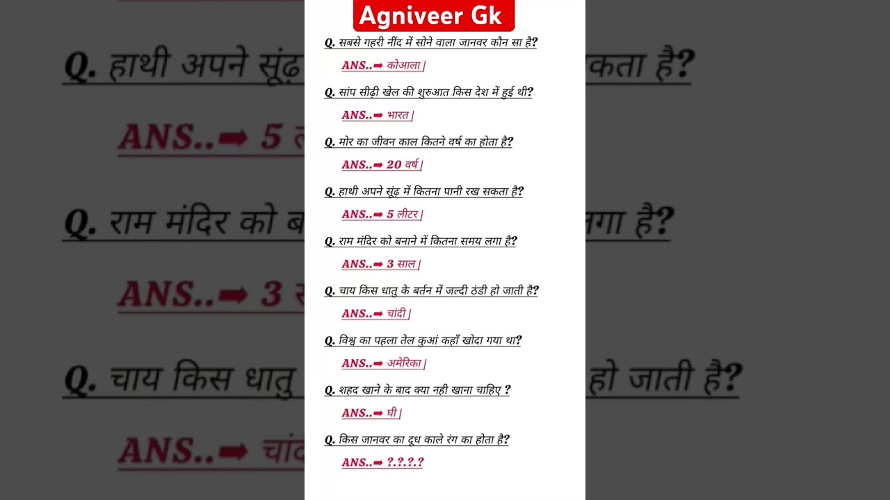 Indian Army Agniveer Gk Questions 2025 | Army Gk Question Paper #army #agniveer #gkquiz #gk