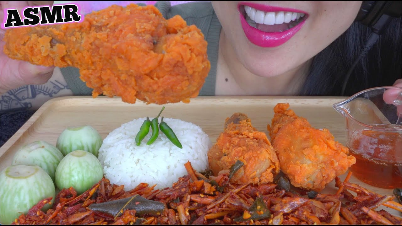 ASMR FRIED CHICKEN + FRIED CHILI + RAW HONEY (EATING SOUNDS) NO TALKING | SAS-ASMR