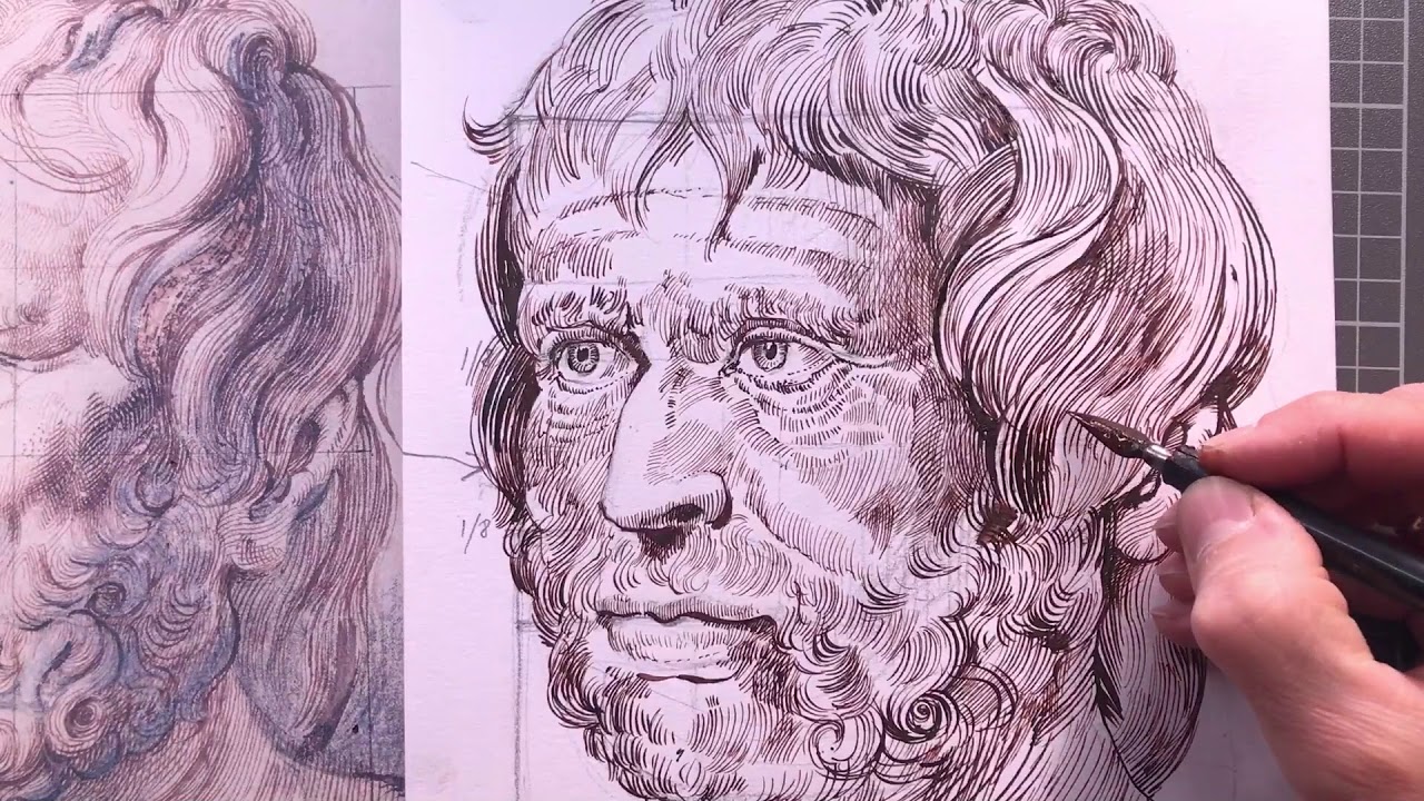 RYSUJEMY TUSZEM PORTRET WEDŁUG RUBENSA / HOW TO DRAW A PORTRAIT BY RUBENS WITH INK AND PEN